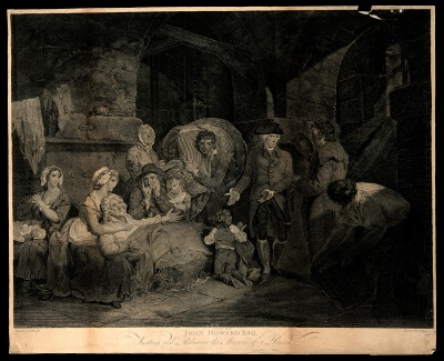 John Howard visiting a prison. James Hogg nach Francis Wheatley 1787